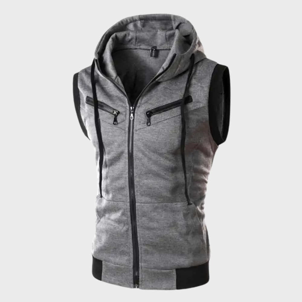 Launo Sleeveless Hoodie Vest For Men Trendy Zip Front Knit With Hood And Pockets