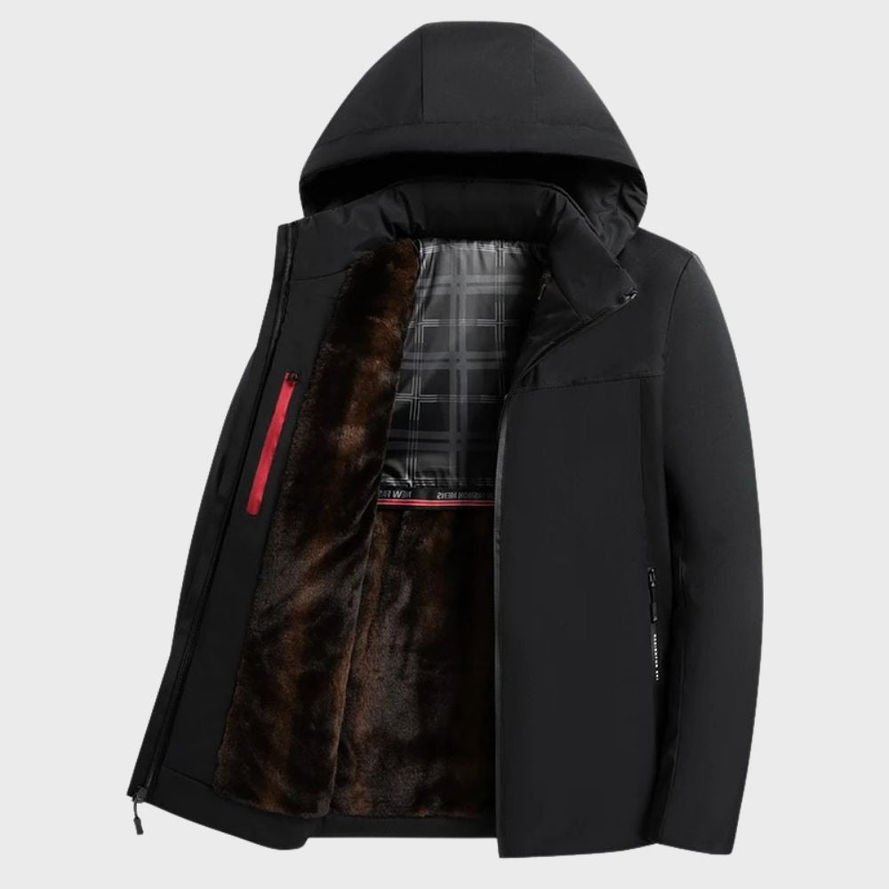 Street-Wave Men's Waterproof Hooded Jacket With Fur-Lined Interior