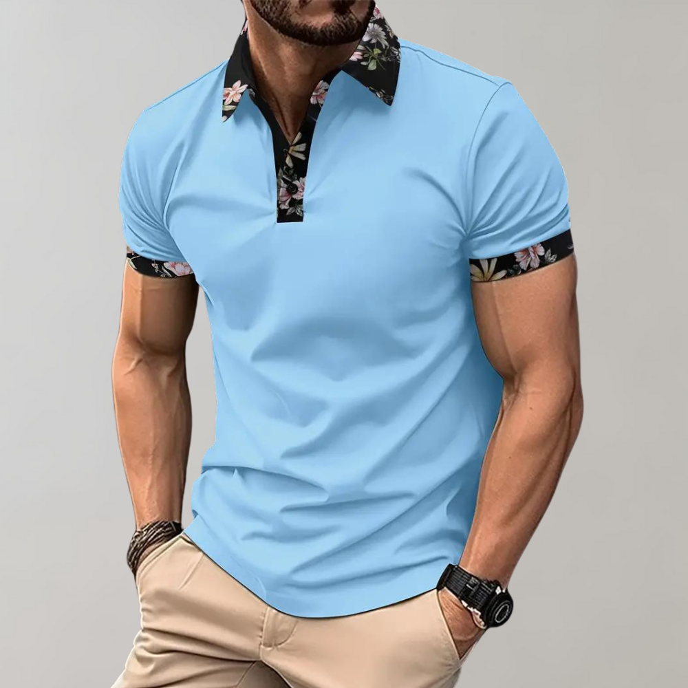 StreetWave Mens Floral Detail Polo Shirt Short Sleeve