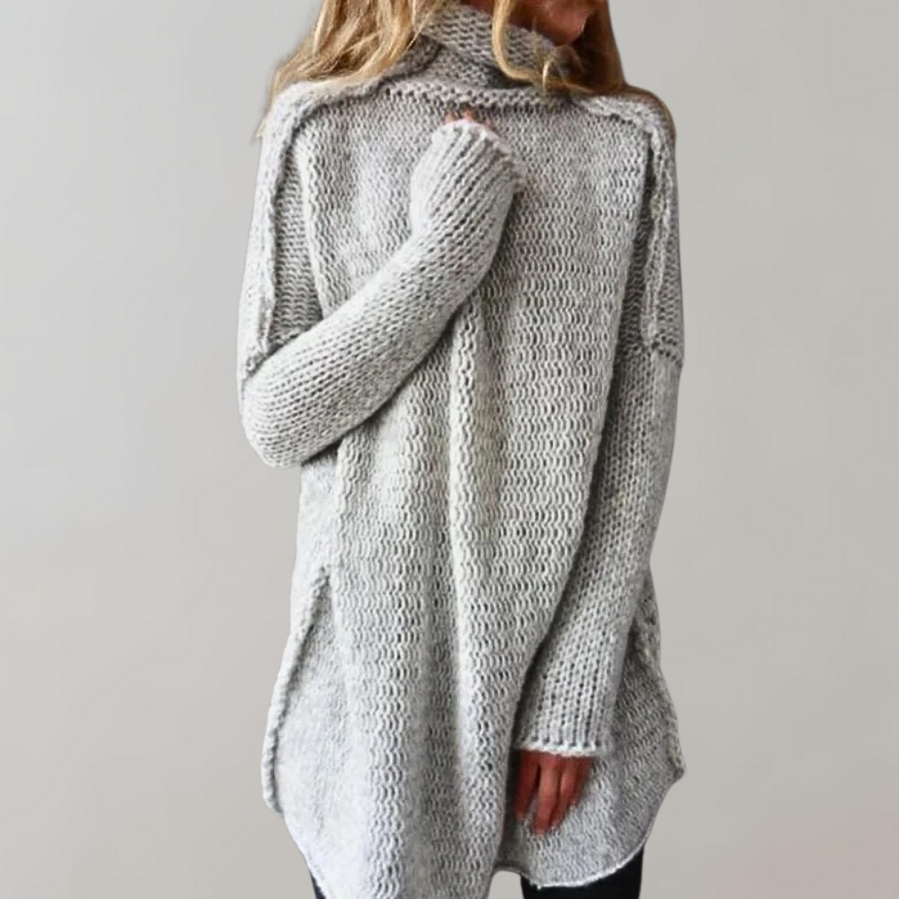 Street-Wave Long Knit Sweater For Women, Cozy Warmth And Modern Relaxed Fit For Everyday Winter Wear
