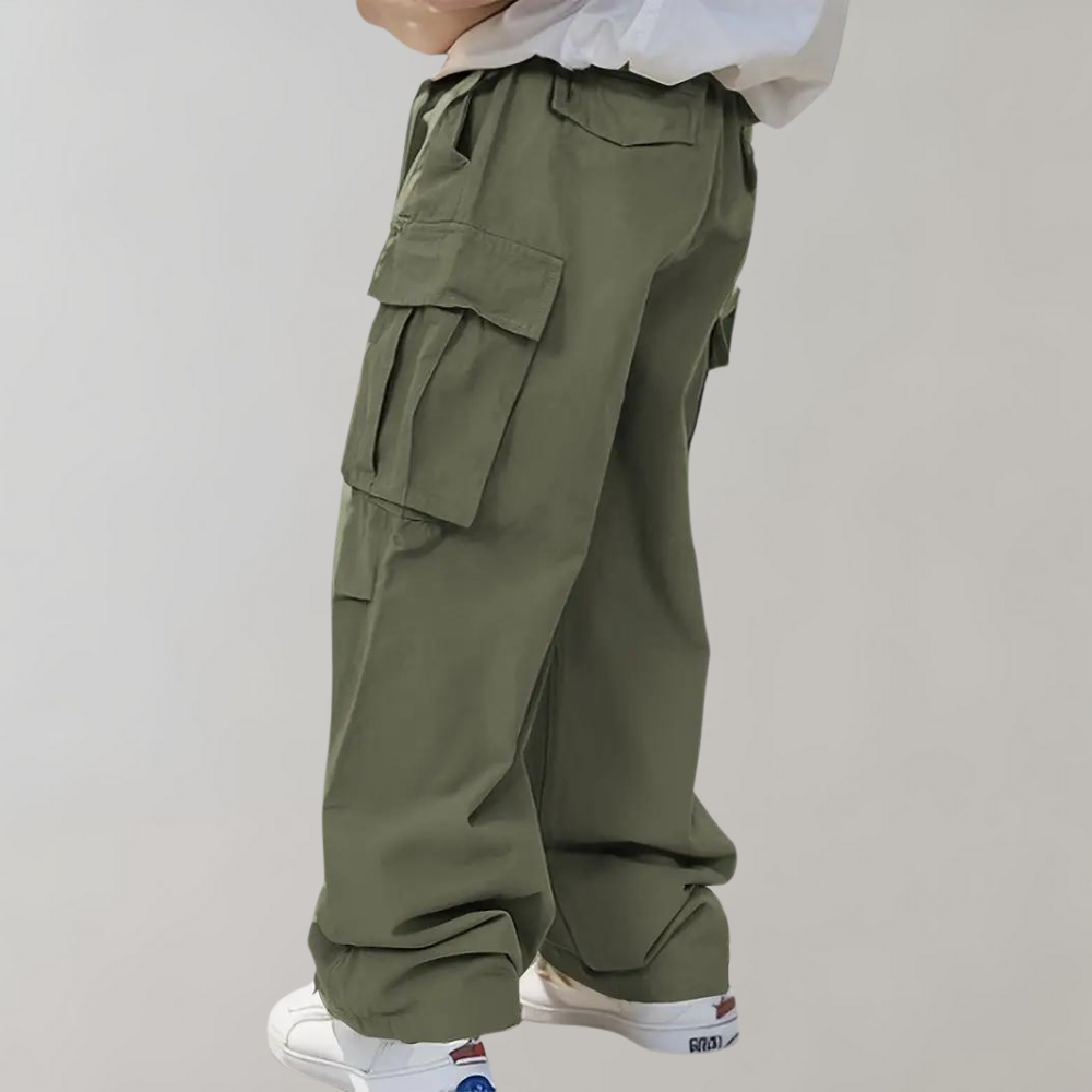 Street-Wave Men Cargo Pants With Straight Leg Relaxed Fit And Cargo Pockets