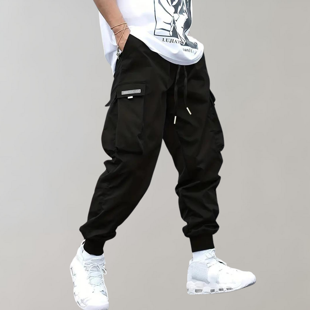 Street Wave Cargo Joggers Men Relaxed Fit Adjustable Waist