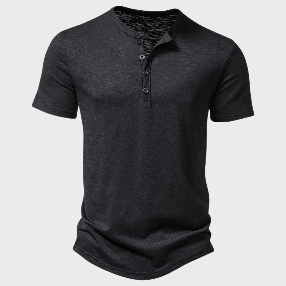 Street-Wave Men Henley T Shirt Cotton Blend With Button Closure