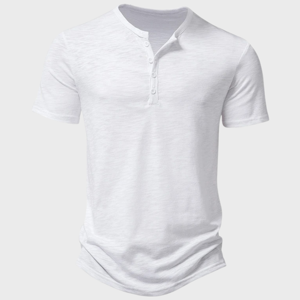Street-Wave Men Henley T Shirt Cotton Blend With Button Closure