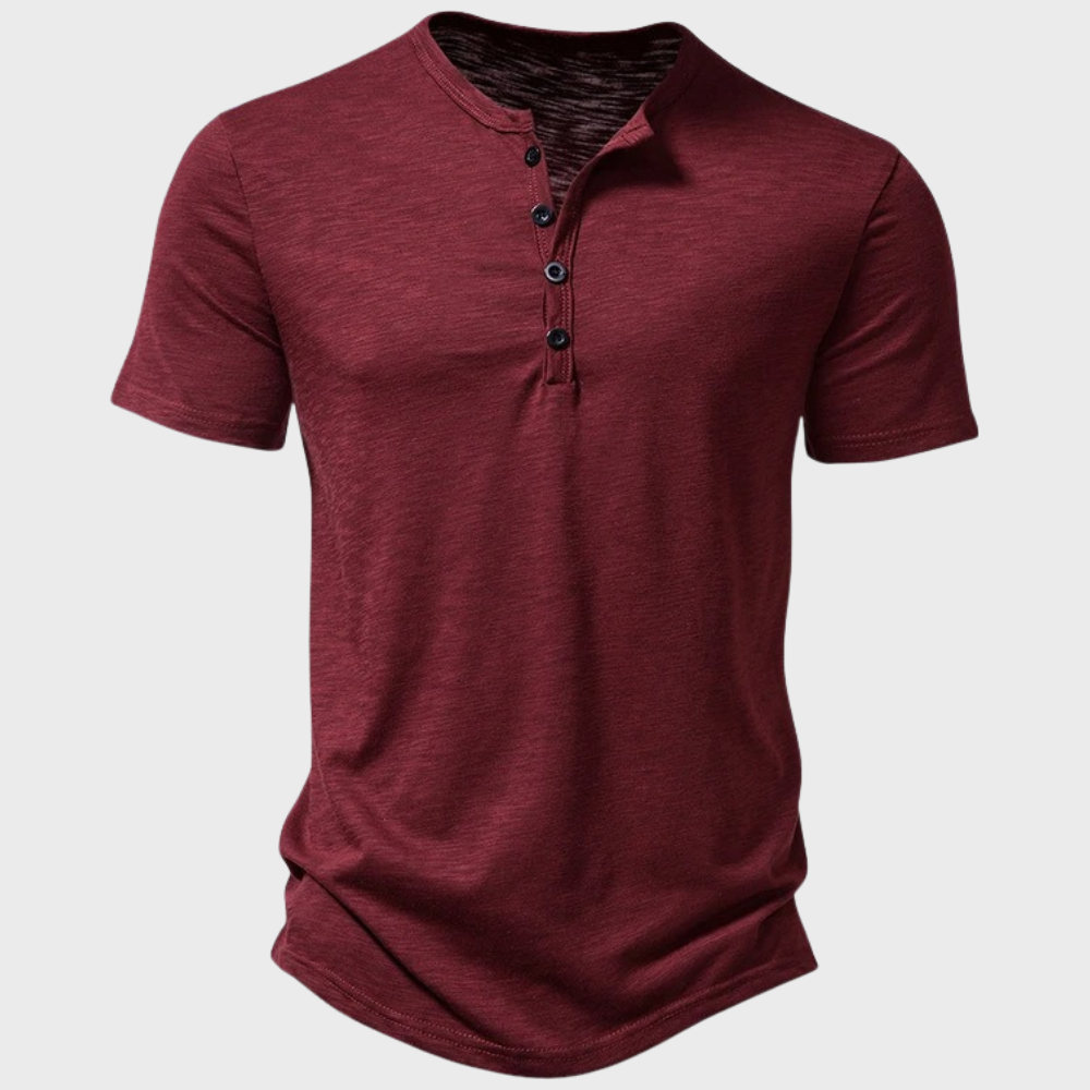 Street-Wave Men Henley T Shirt Cotton Blend With Button Closure
