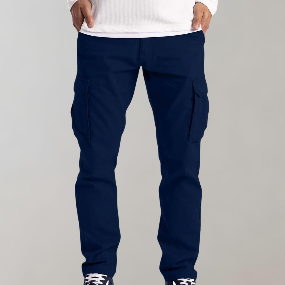 Street-Wave Men's Cargo Pants Relaxed Fit Durable Cotton With Pockets