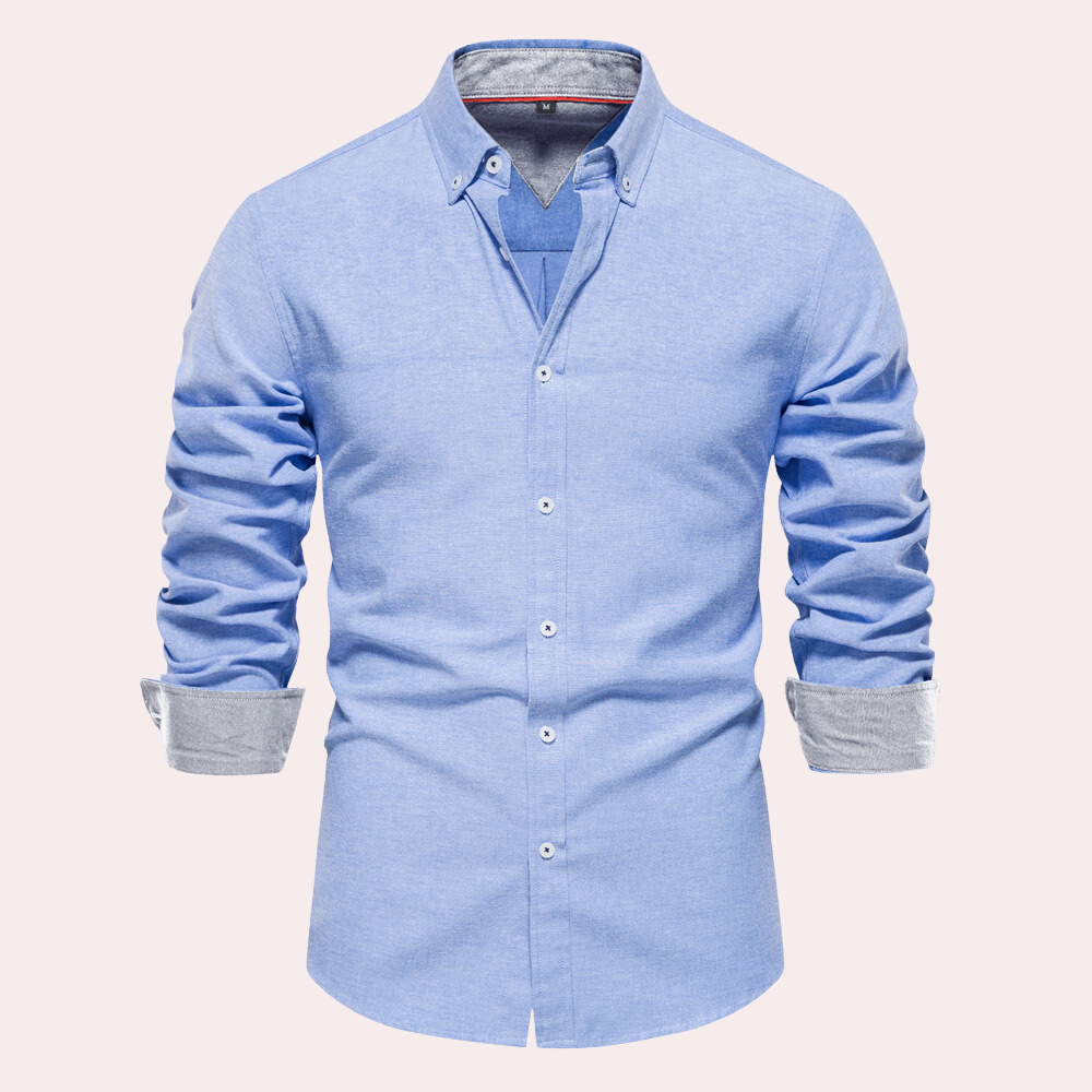 Street-Wave Men's Cotton Button-Down Shirt Tailored Fit Versatile