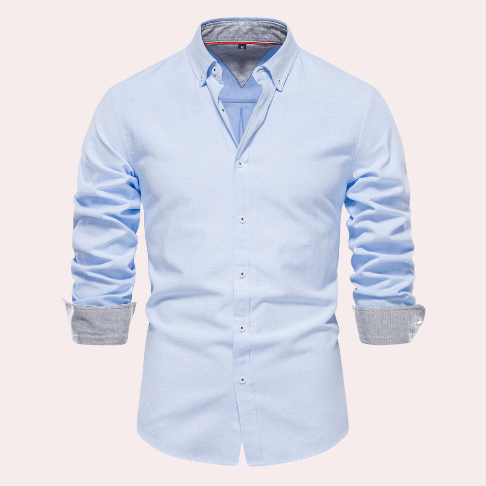 Street-Wave Men's Cotton Button-Down Shirt Tailored Fit Versatile