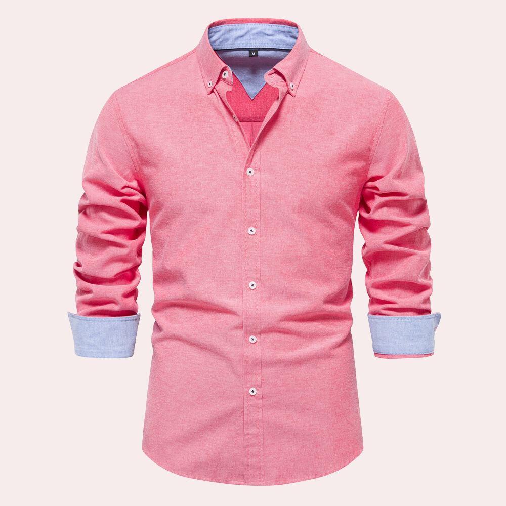Street-Wave Men's Cotton Button-Down Shirt Tailored Fit Versatile