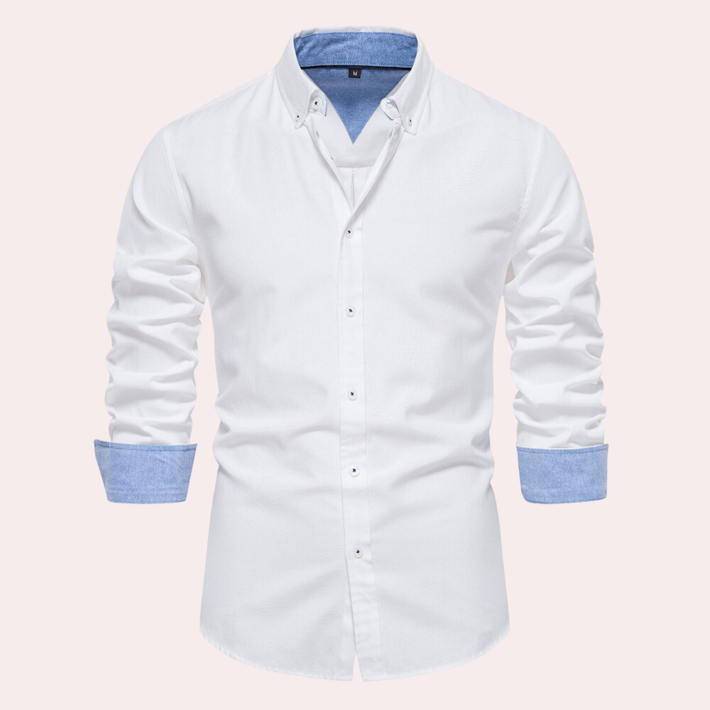 Street-Wave Men's Cotton Button-Down Shirt Tailored Fit Versatile