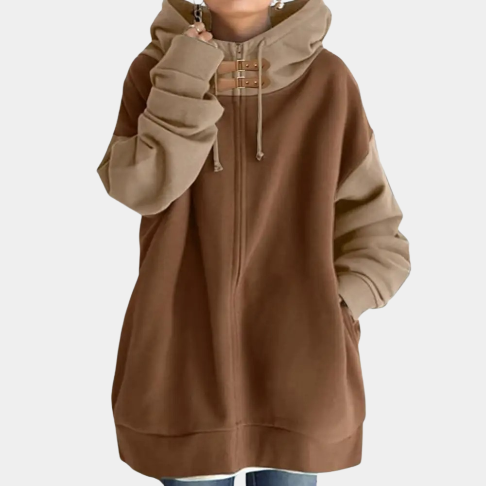 Street-wave Womens Zip Hoodie Jacket Oversized Fit With Soft Fleece Lining For All Season Comfort