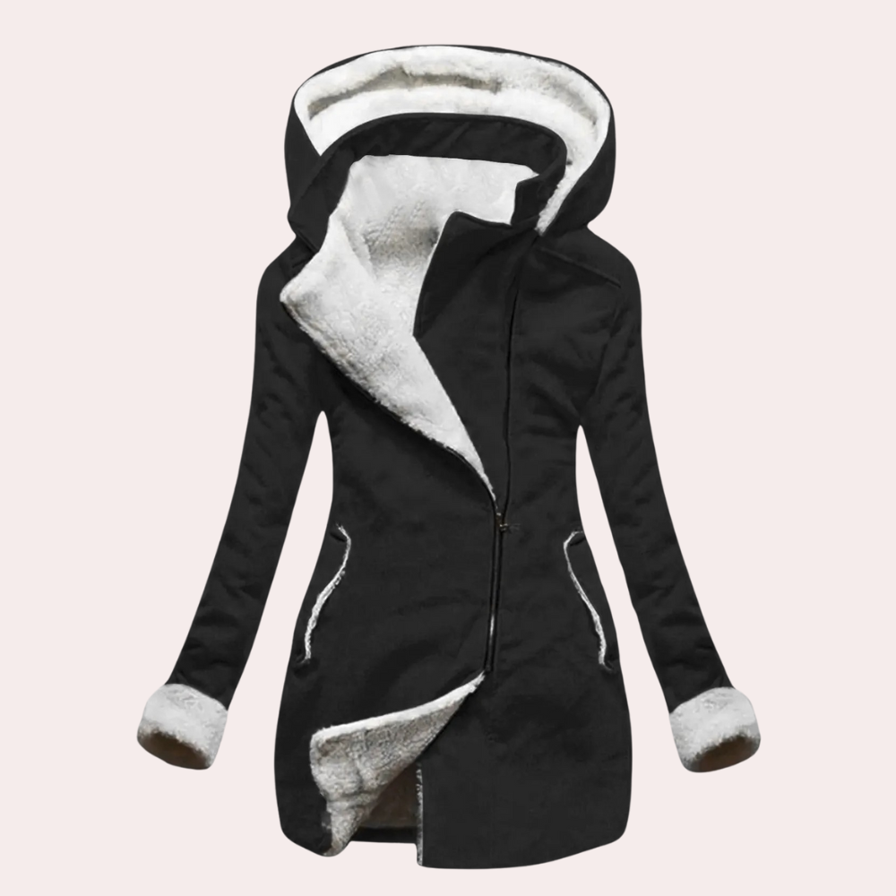 Street Wave Hooded Patchwork Windbreaker Water Resistant Winter Coat With Faux Shearling Lining For Women