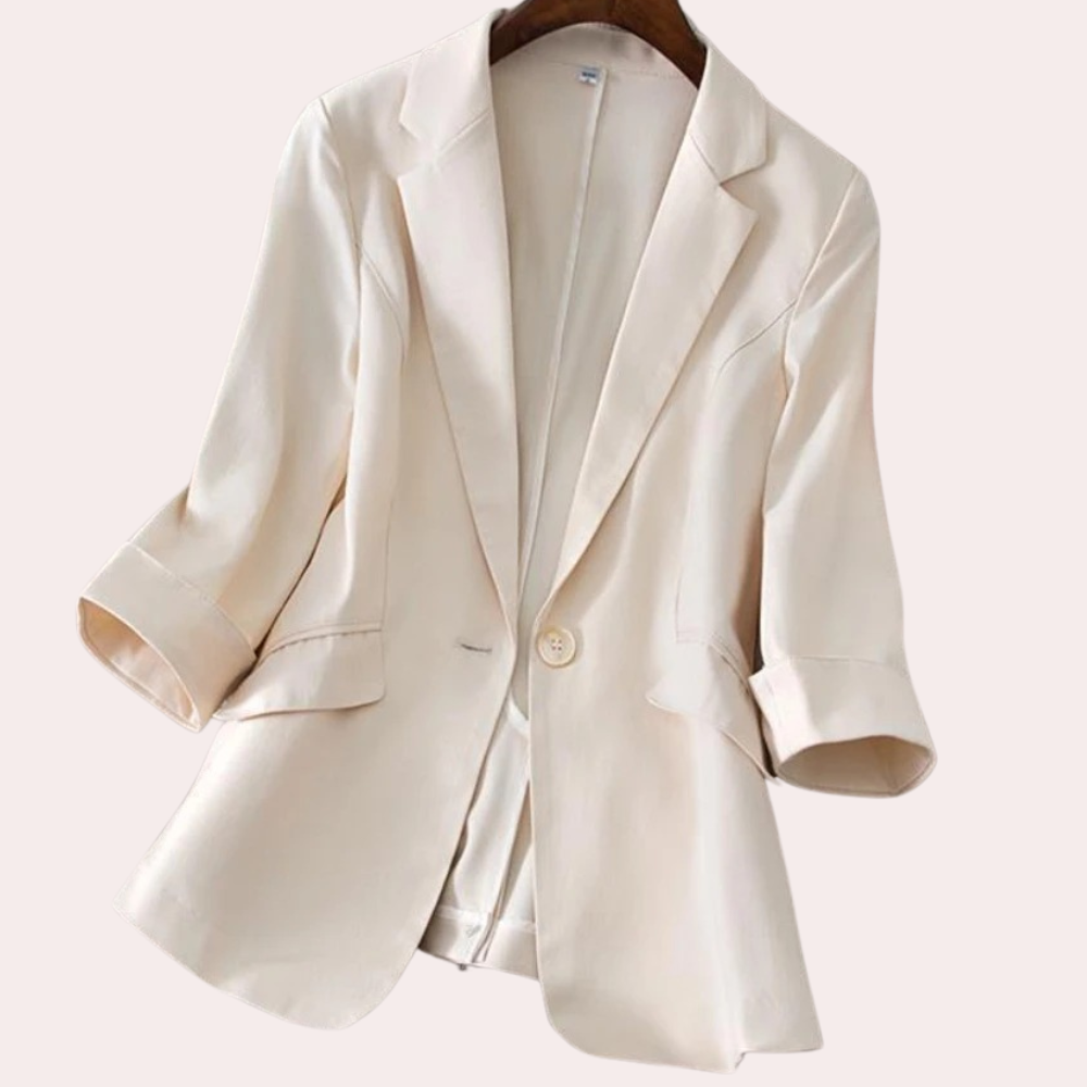 Street Wave Women Blazer Three Quarter Sleeves Polyester Elegant Versatile Everyday Comfort