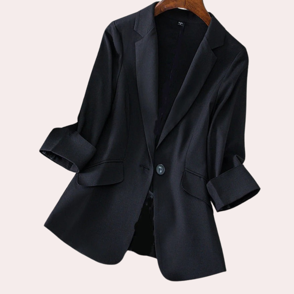 Street Wave Women Blazer Three Quarter Sleeves Polyester Elegant Versatile Everyday Comfort