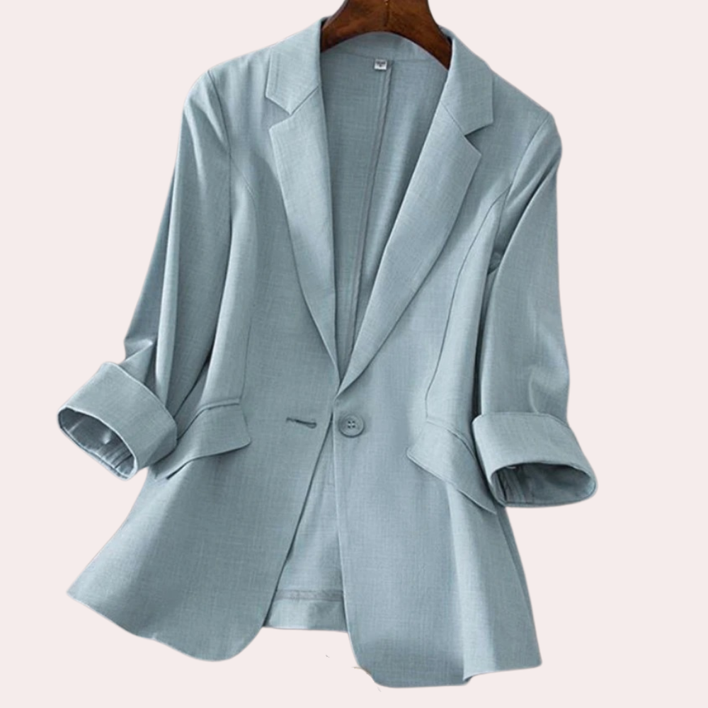 Street Wave Women Blazer Three Quarter Sleeves Polyester Elegant Versatile Everyday Comfort