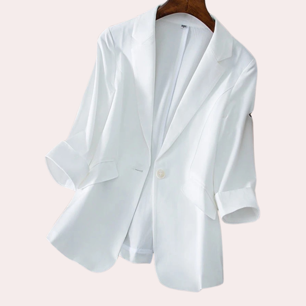 Street Wave Women Blazer Three Quarter Sleeves Polyester Elegant Versatile Everyday Comfort