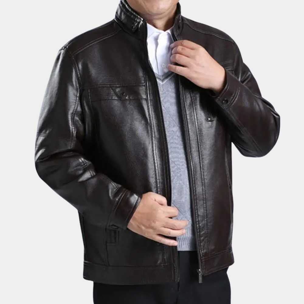 Streetwave Mens Leather Jacket With Stand Collar Premium Fit For All Occasions Versatile Everyday Wear