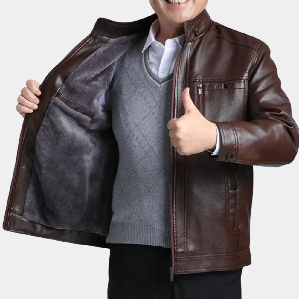 Streetwave Mens Leather Jacket With Stand Collar Premium Fit For All Occasions Versatile Everyday Wear
