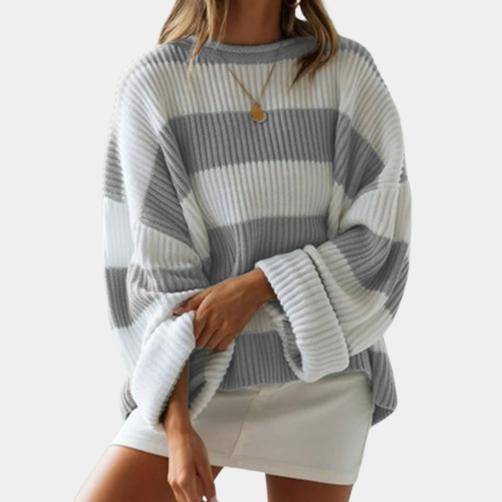 Streetwave Striped Knit Sweater For Women Soft Acrylic Cozy Modern Comfort Versatile Everyday Look