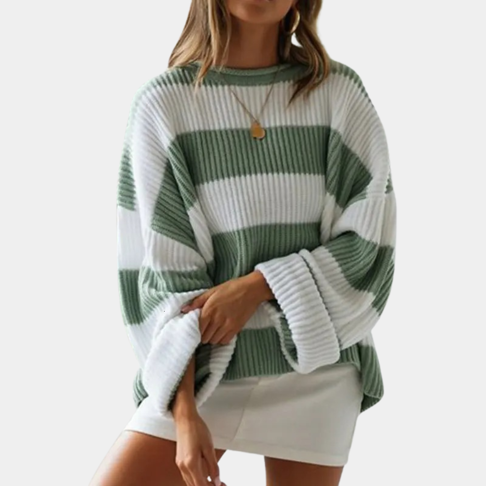 Streetwave Striped Knit Sweater For Women Soft Acrylic Cozy Modern Comfort Versatile Everyday Look