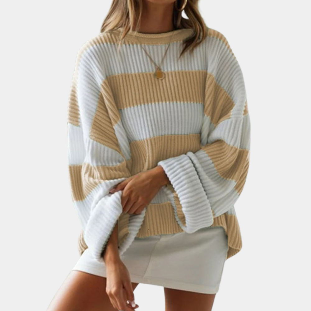 Streetwave Striped Knit Sweater For Women Soft Acrylic Cozy Modern Comfort Versatile Everyday Look