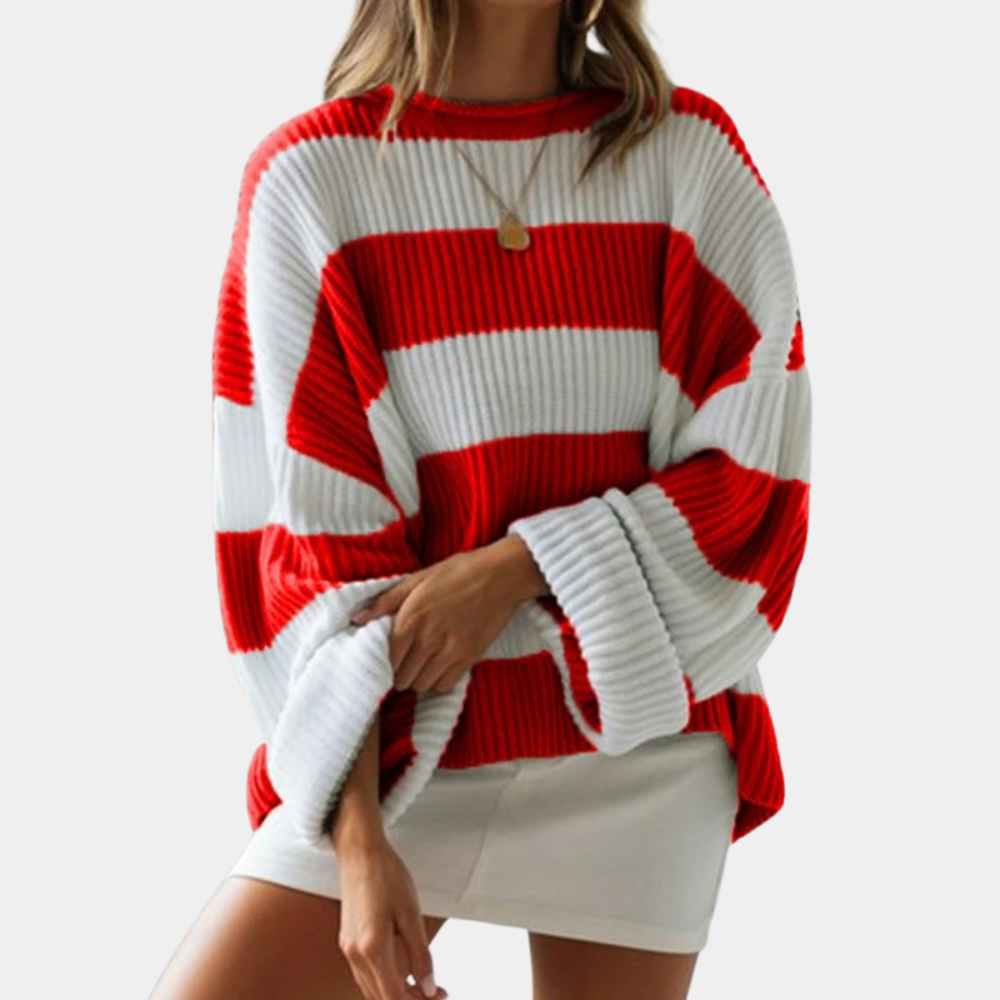 Streetwave Striped Knit Sweater For Women Soft Acrylic Cozy Modern Comfort Versatile Everyday Look