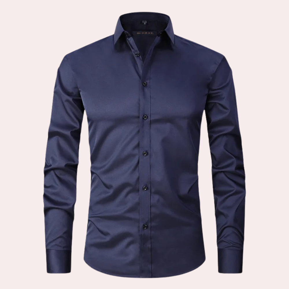 Street-Wave Slim Fit Stretch Cotton Dress Shirt Men Comfort