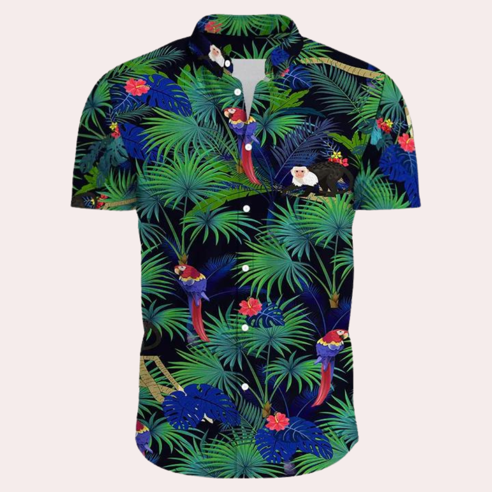 Street-Wave Men Tropical Floral Shirt Lightweight Breathable Relaxed Fit
