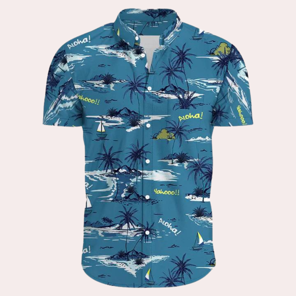 Street-Wave Men Tropical Floral Shirt Lightweight Breathable Relaxed Fit