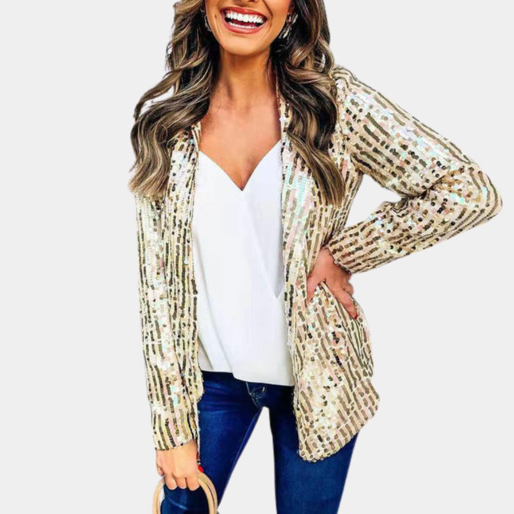 Street-Wave Sequined Blazer For Women Dazzling Sparkle Glam Party Wear Elegant Evening Look