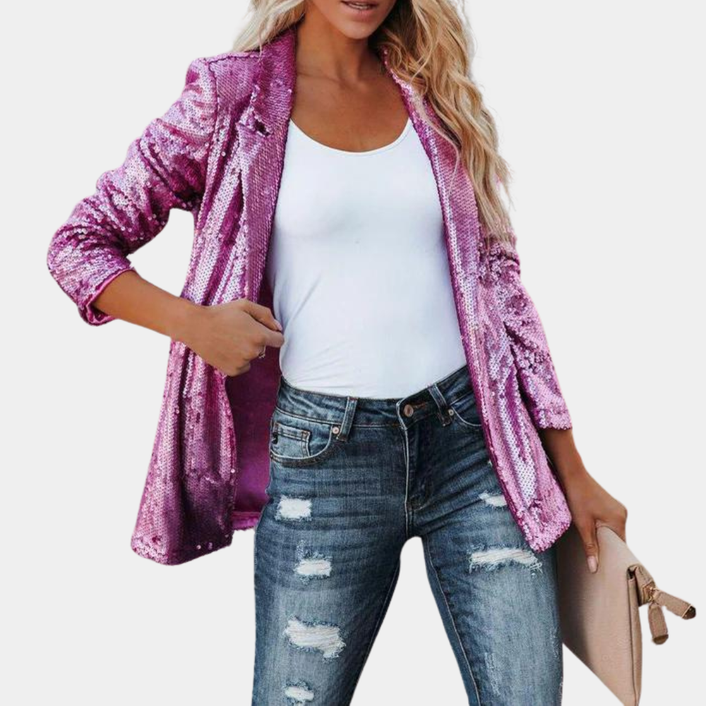 Street-Wave Sequined Blazer For Women Dazzling Sparkle Glam Party Wear Elegant Evening Look