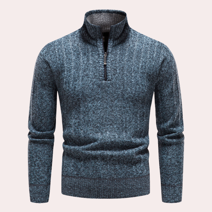 Street-Wave Mens Zip Up Turtleneck Sweater Soft Warm Knit Cozy Winter Fashion For Him