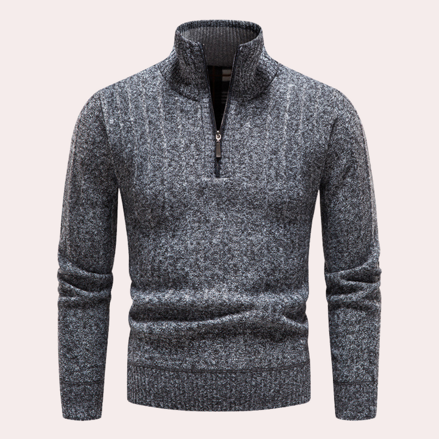 Street-Wave Mens Zip Up Turtleneck Sweater Soft Warm Knit Cozy Winter Fashion For Him