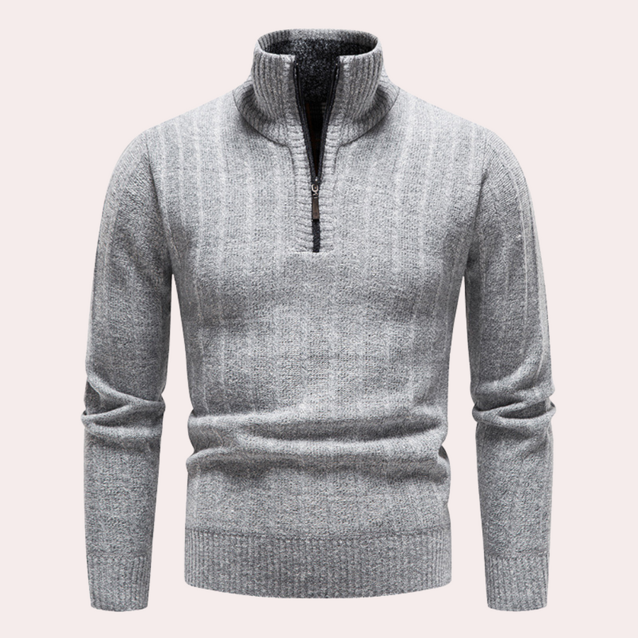 Street-Wave Mens Zip Up Turtleneck Sweater Soft Warm Knit Cozy Winter Fashion For Him