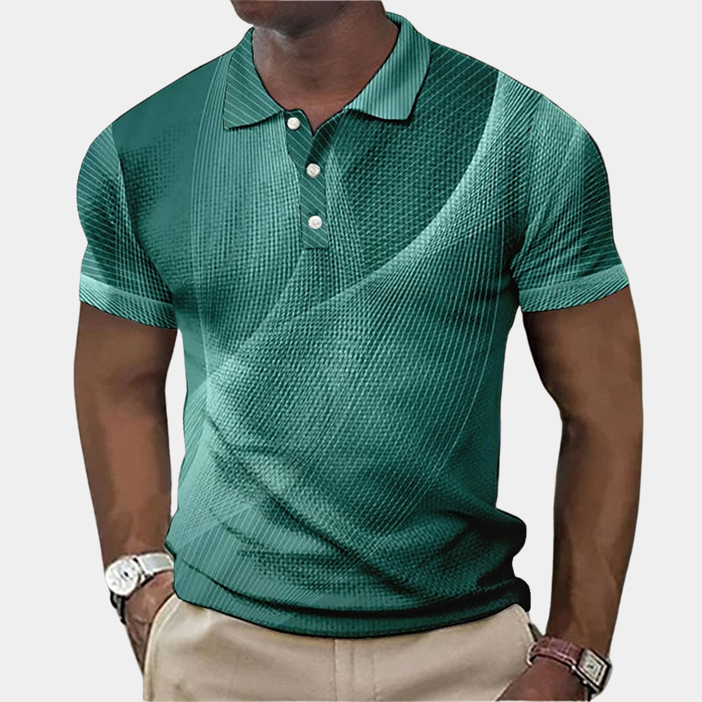 Nordic Flair Slim Fit Men's Polo Shirt With Textured Pattern Short Sleeve Classic Collar