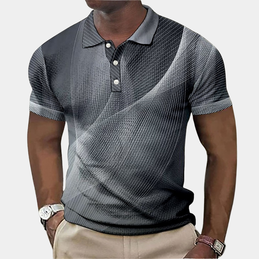 Nordic Flair Slim Fit Men's Polo Shirt With Textured Pattern Short Sleeve Classic Collar