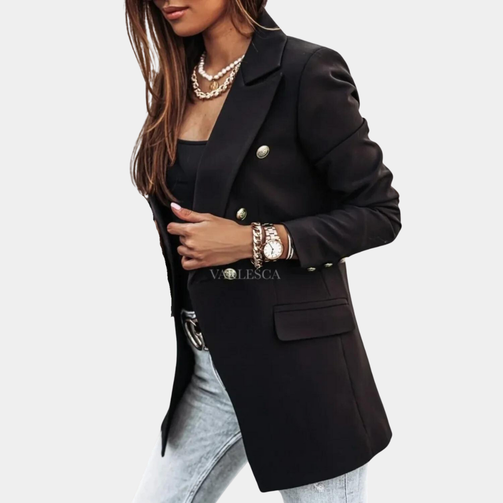 Streetwave White Double Breasted Blazer For Women Elegant Tailored Jacket For Work Or Weekend