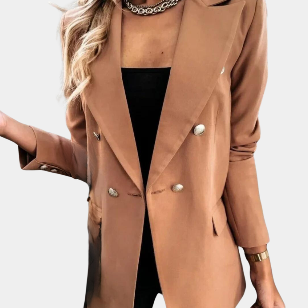 Streetwave White Double Breasted Blazer For Women Elegant Tailored Jacket For Work Or Weekend