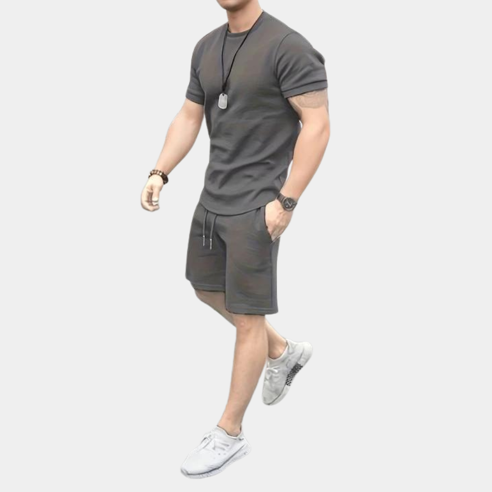 Street-Wave Mens Short Sleeve T Shirt And Shorts Set Breathable Comfort