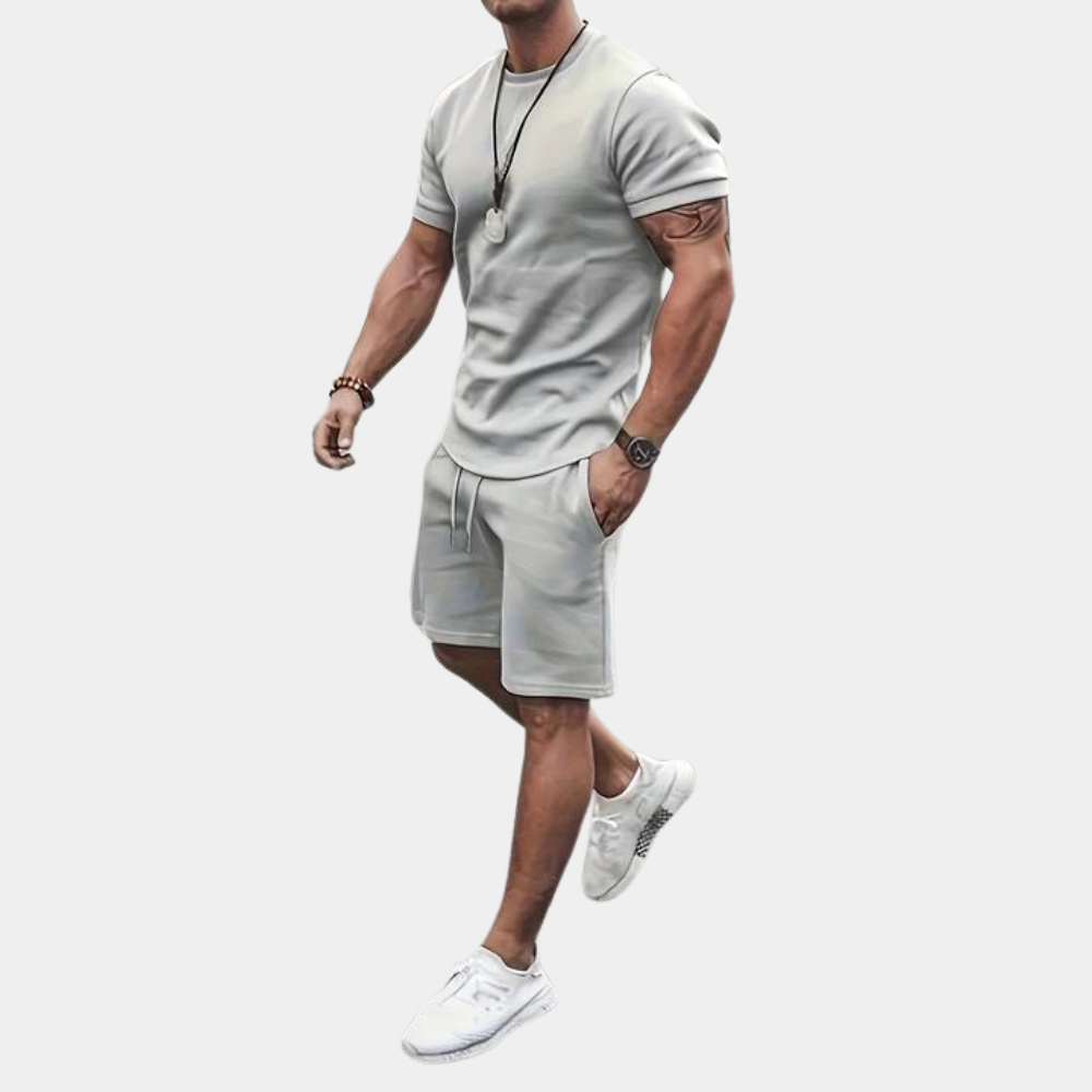 Street-Wave Mens Short Sleeve T Shirt And Shorts Set Breathable Comfort