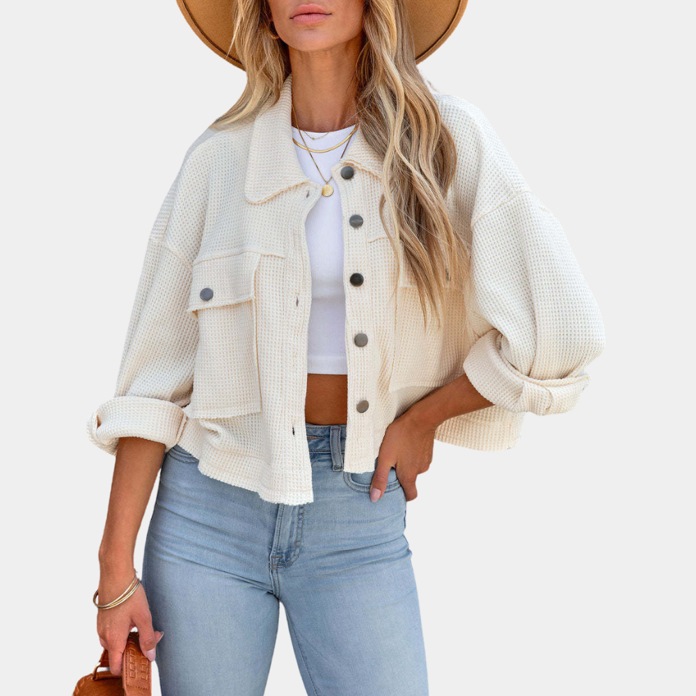 Streetwave Cord Velvet Jacket For Women Modern Short Cut Fold Over Collar Chic Comfort