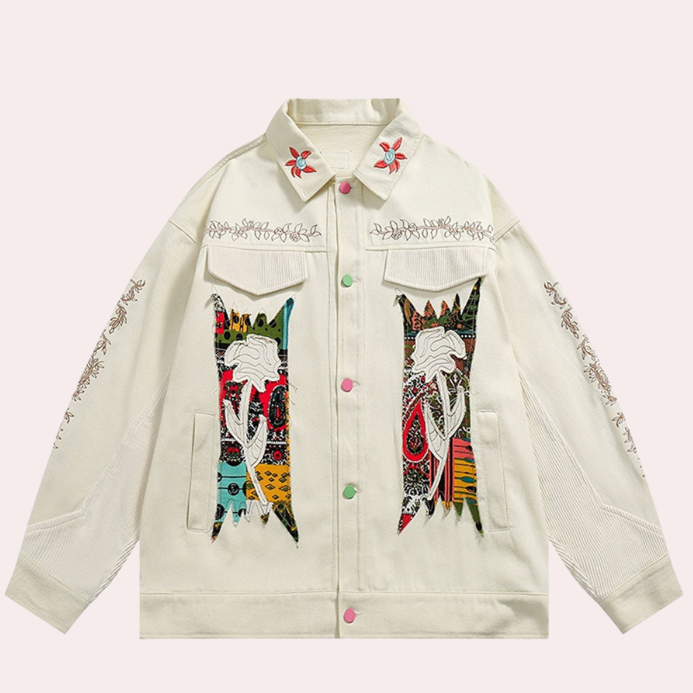Streetwave Gertrude Floral Embroidered Cotton Jacket For Modern Women Versatile Street Style