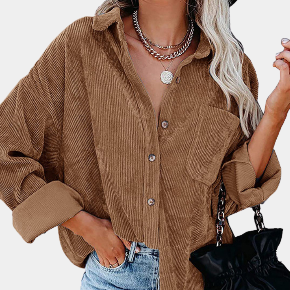 Street-wave Corduroy Jacket for Women, Oversized Shacket, All-Season Style and Cozy Comfort