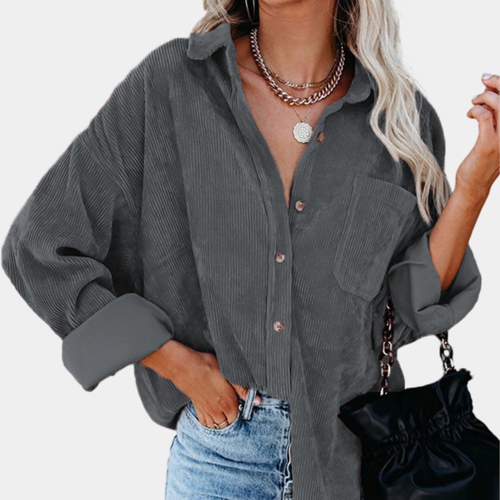 Street-wave Corduroy Jacket for Women, Oversized Shacket, All-Season Style and Cozy Comfort