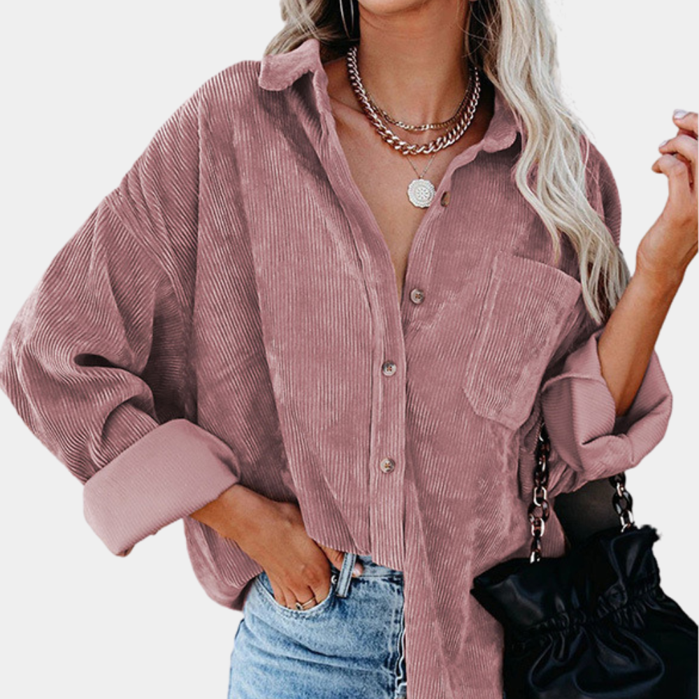 Street-wave Corduroy Jacket for Women, Oversized Shacket, All-Season Style and Cozy Comfort