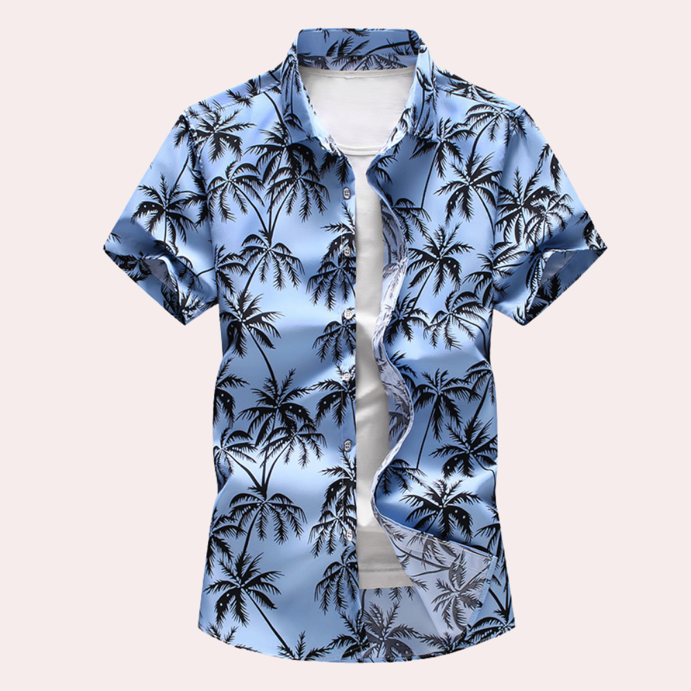 Street-Wave Tropical Floral Shirt Men Short Sleeve Regular Fit Vacation Ready