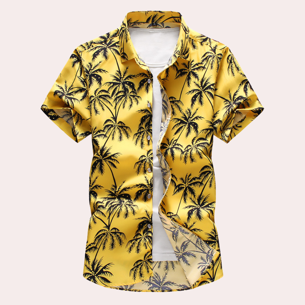 Street-Wave Tropical Floral Shirt Men Short Sleeve Regular Fit Vacation Ready
