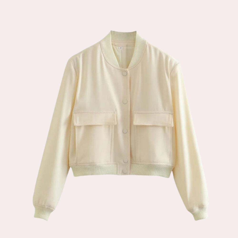 Street Wave Women's Navy Bomber Jacket With Modern Silhouette And Elegant Details