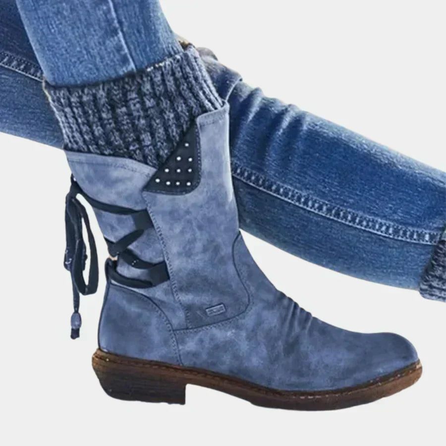 Street-Wave Womens Snow Boots Cozy Warm Lined Knit Cuff Durable Sole For Fashionable Women