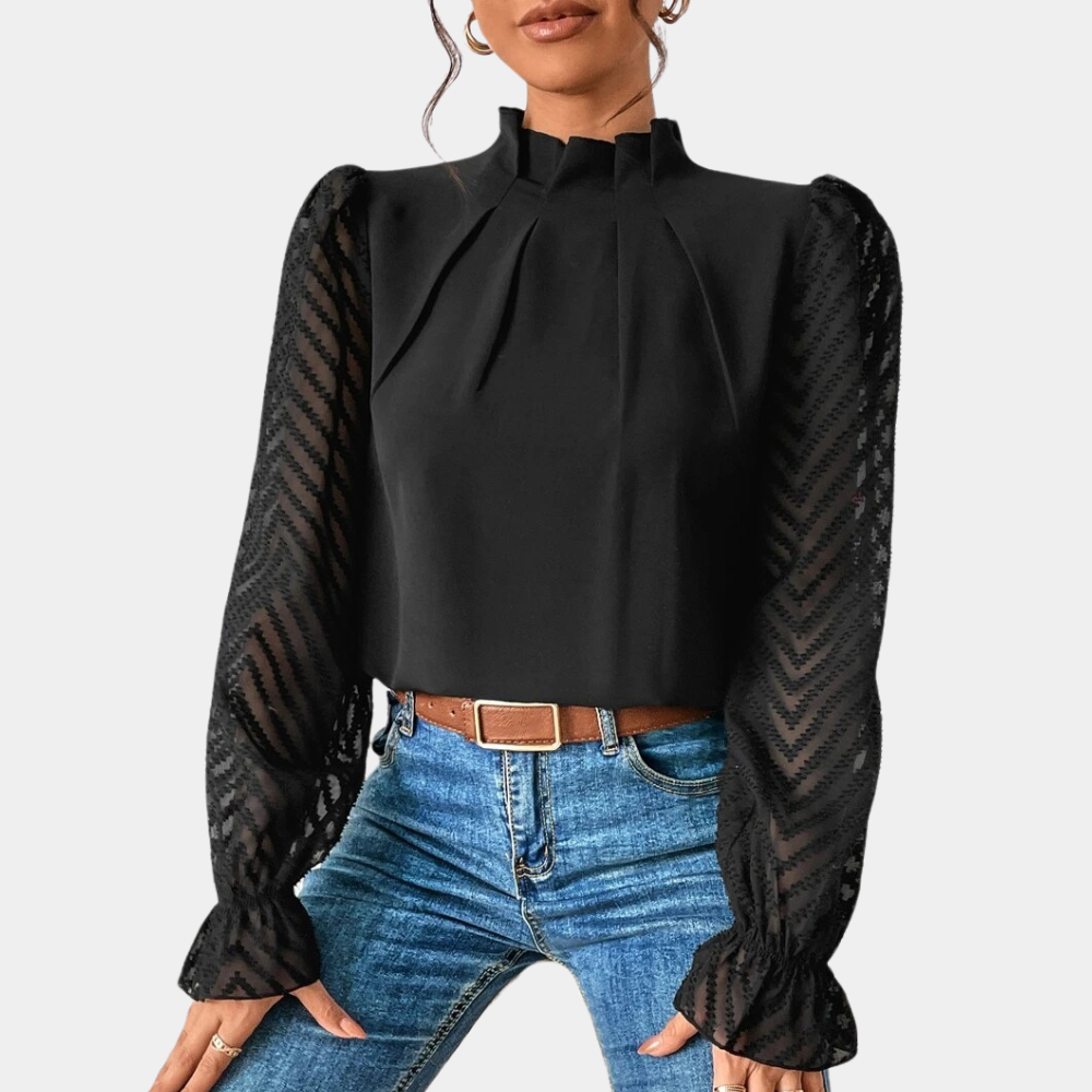 Street Wave Hazel Sheer Sleeve Blouse For Women Elegant Versatile Top